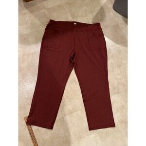 Lands End Pants Womens 3X Pull On Straight Rust Orange Brown Stretch Athletic